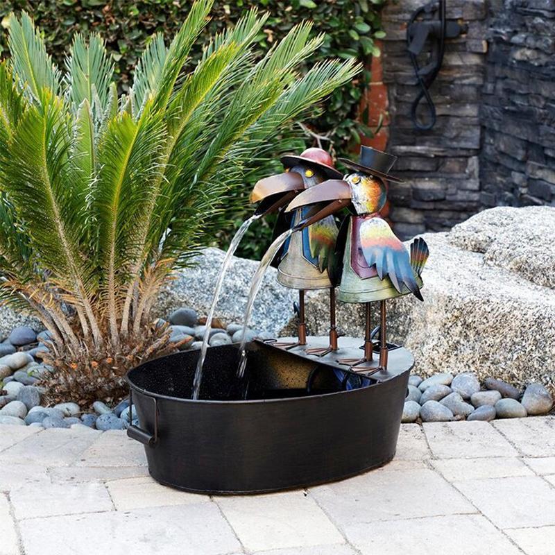 Art Deco Garden Fountain Resin Animal Water Feature