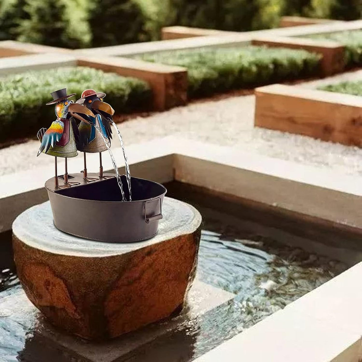 Art Deco Garden Fountain Resin Animal Water Feature