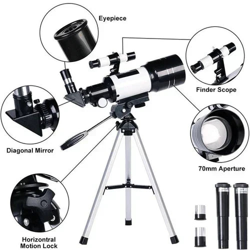 Astronomical Refractor Telescope with 70mm Aperture and Tripod