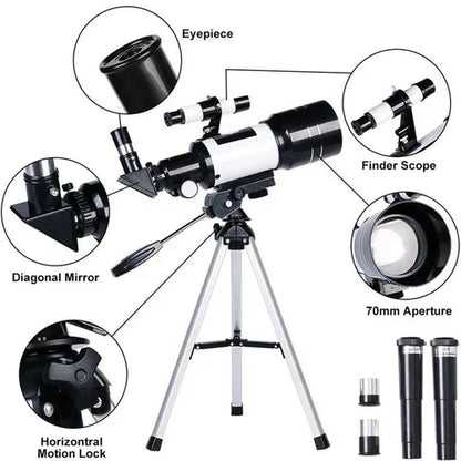 Astronomical Refractor Telescope with 70mm Aperture and Tripod