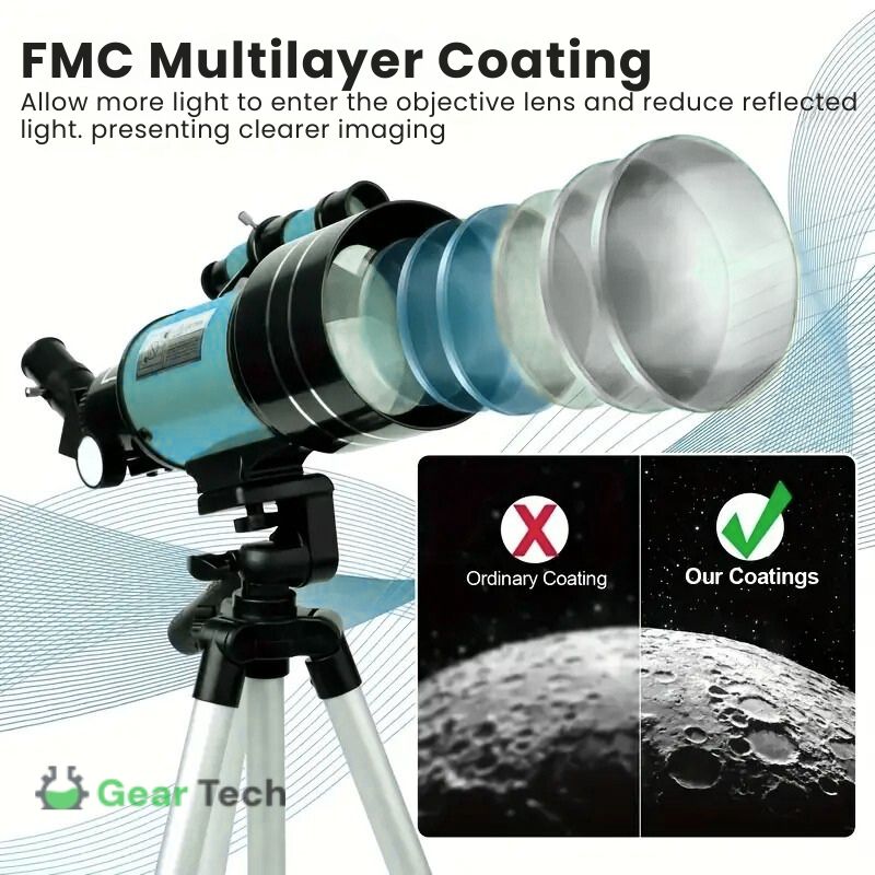 Astronomical Refractor Telescope with 70mm Aperture and Tripod