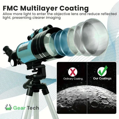 Astronomical Refractor Telescope with 70mm Aperture and Tripod