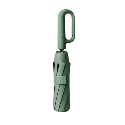 Automatic Reverse Folding Umbrella with Carabiner Handle and Reflective Trim