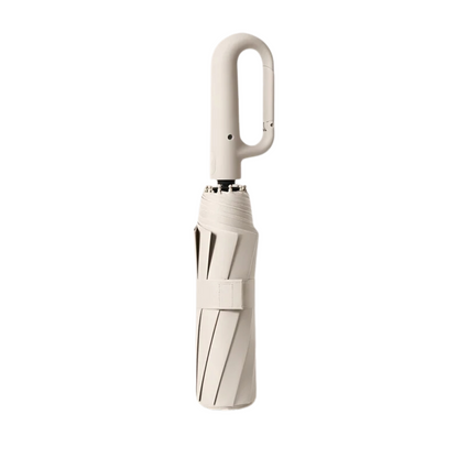 Automatic Reverse Folding Umbrella with Carabiner Handle and Reflective Trim