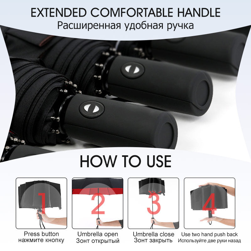 Automatic Reverse Folding Windproof Umbrella with UV Protection