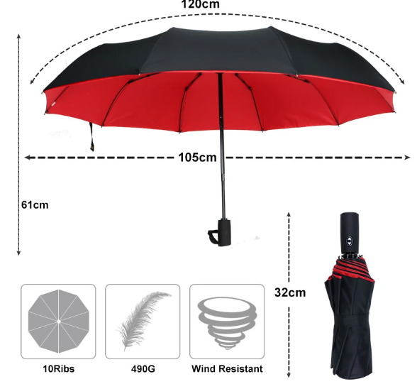 Automatic Reverse Folding Windproof Umbrella with UV Protection