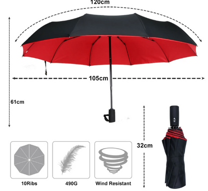 Automatic Reverse Folding Windproof Umbrella with UV Protection