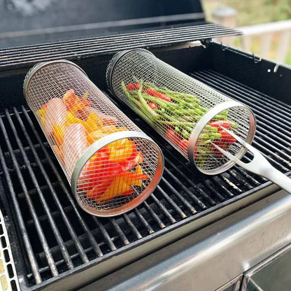 BBQ Grill Baskets Stainless Steel Set of 2 for Meat Fish Vegetables