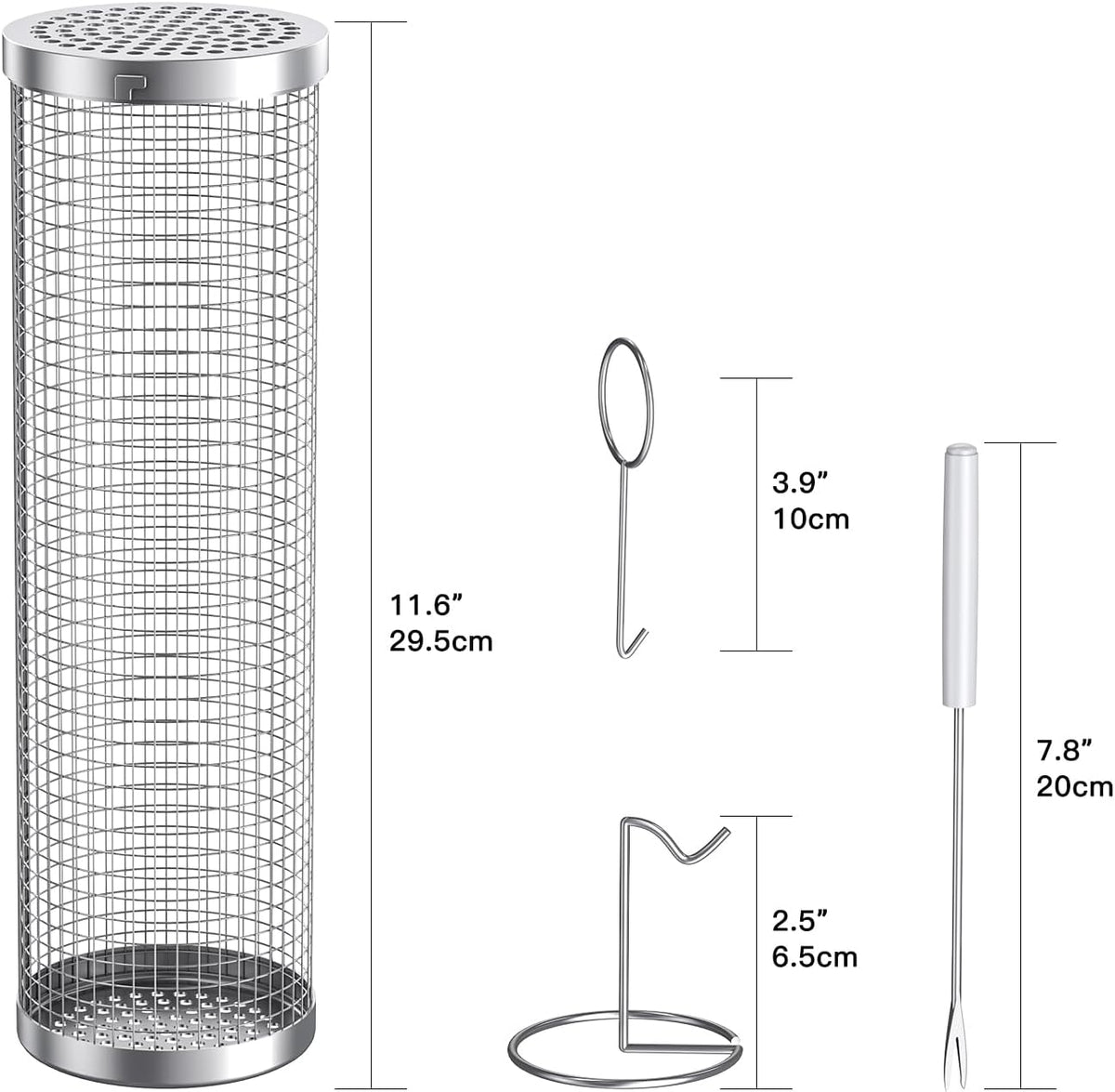BBQ Grill Baskets Stainless Steel Set of 2 for Meat Fish Vegetables