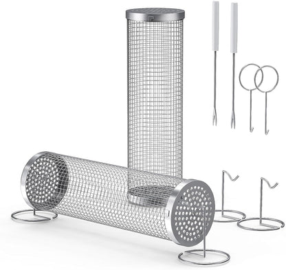 BBQ Grill Baskets Stainless Steel Set of 2 for Meat Fish Vegetables