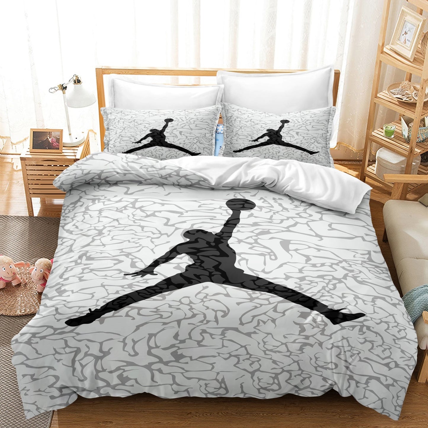 Basketball Print Soft Duvet Cover Set with Pillowcases