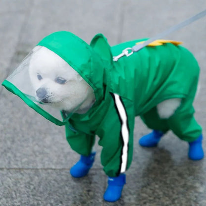 Bear Hood Full Body Waterproof Dog Raincoat with Reflective Trim