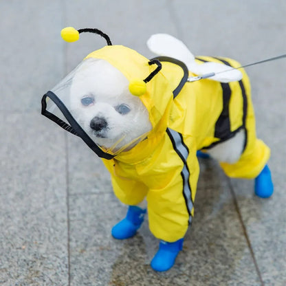 Bear Hood Full Body Waterproof Dog Raincoat with Reflective Trim