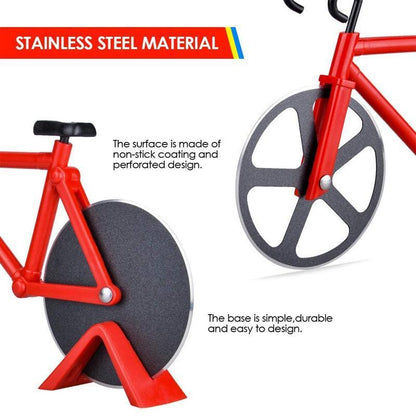 Bicycle Style Wheel Pizza Cutter with Stainless Steel Blades