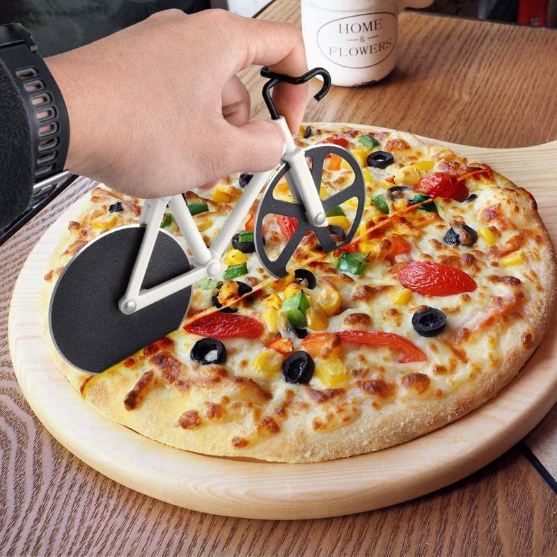Bicycle Style Wheel Pizza Cutter with Stainless Steel Blades