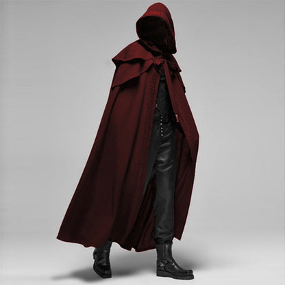Black Velvet Hooded Gothic Cape for Cosplay and Costume Wear