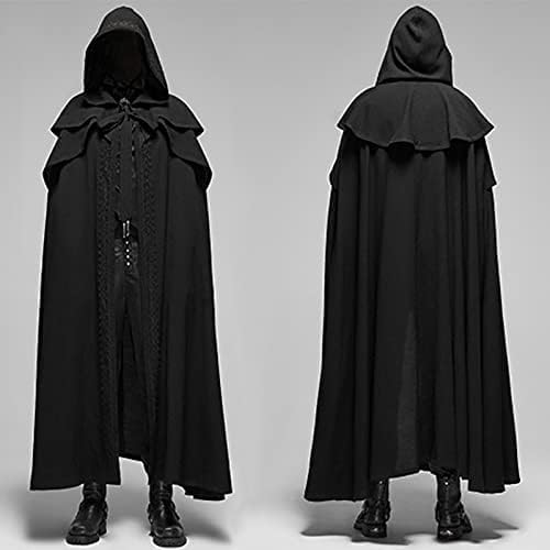 Black Velvet Hooded Gothic Cape for Cosplay and Costume Wear