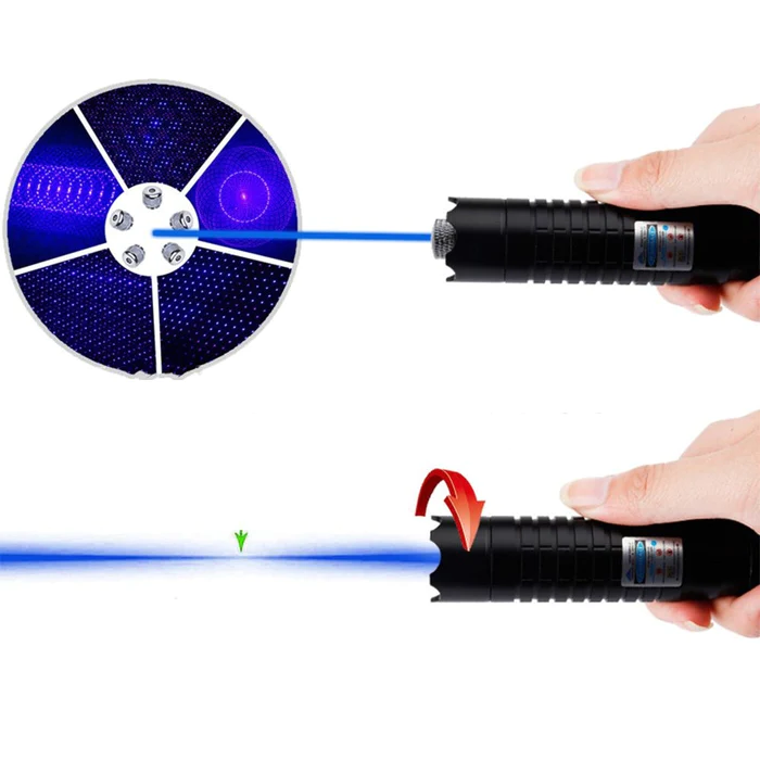 Blue Tactical Laser Torch with Adjustable Focus for Outdoor Use