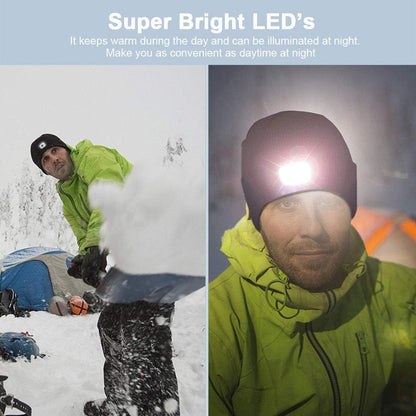 Bluetooth Beanie Hat LED Light Wireless Music Cap