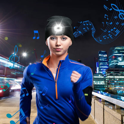 Bluetooth Beanie Hat with LED Light and Wireless Headphones