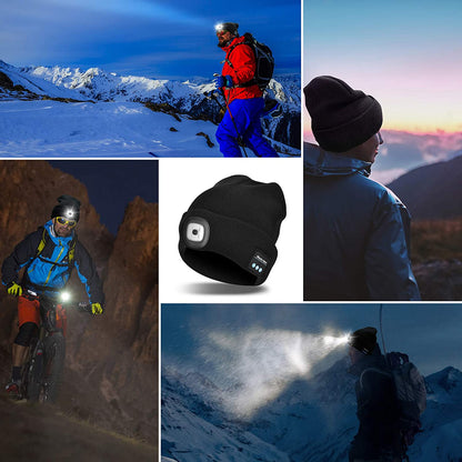 Bluetooth Beanie Hat with LED Light and Wireless Headphones