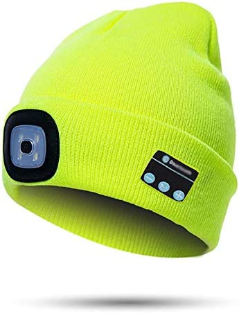 Bluetooth Beanie Hat with LED Light and Wireless Headphones