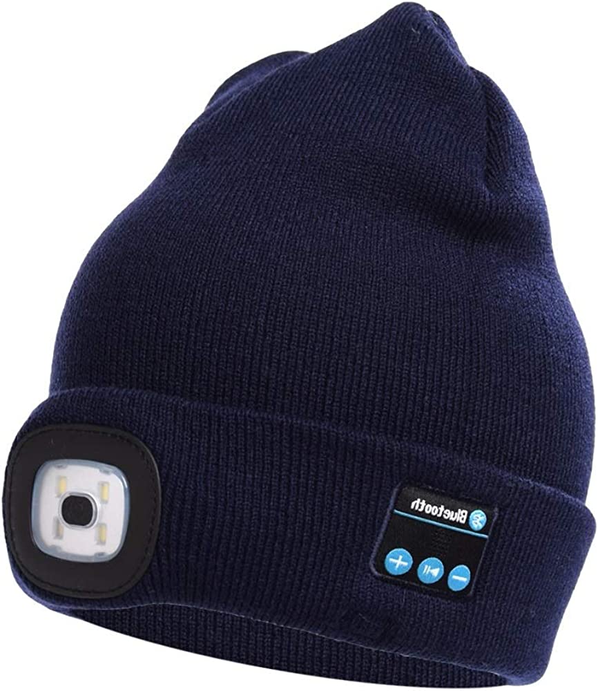 Bluetooth Beanie Hat with LED Light and Wireless Headphones