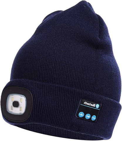 Bluetooth Beanie Hat with LED Light and Wireless Headphones