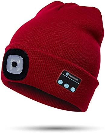 Bluetooth Beanie Hat with LED Light and Wireless Headphones