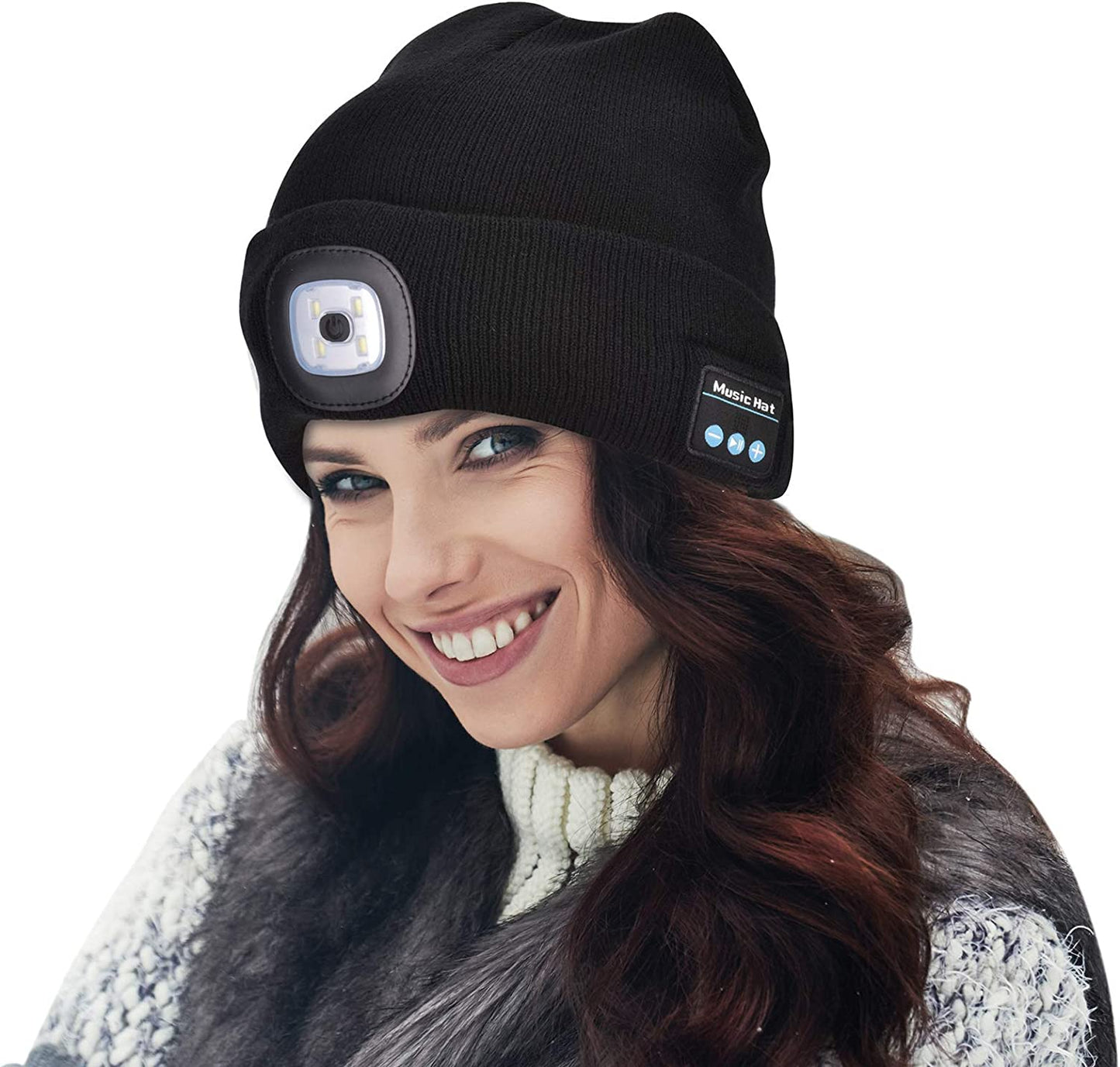 Bluetooth Beanie Hat with LED Light and Wireless Headphones