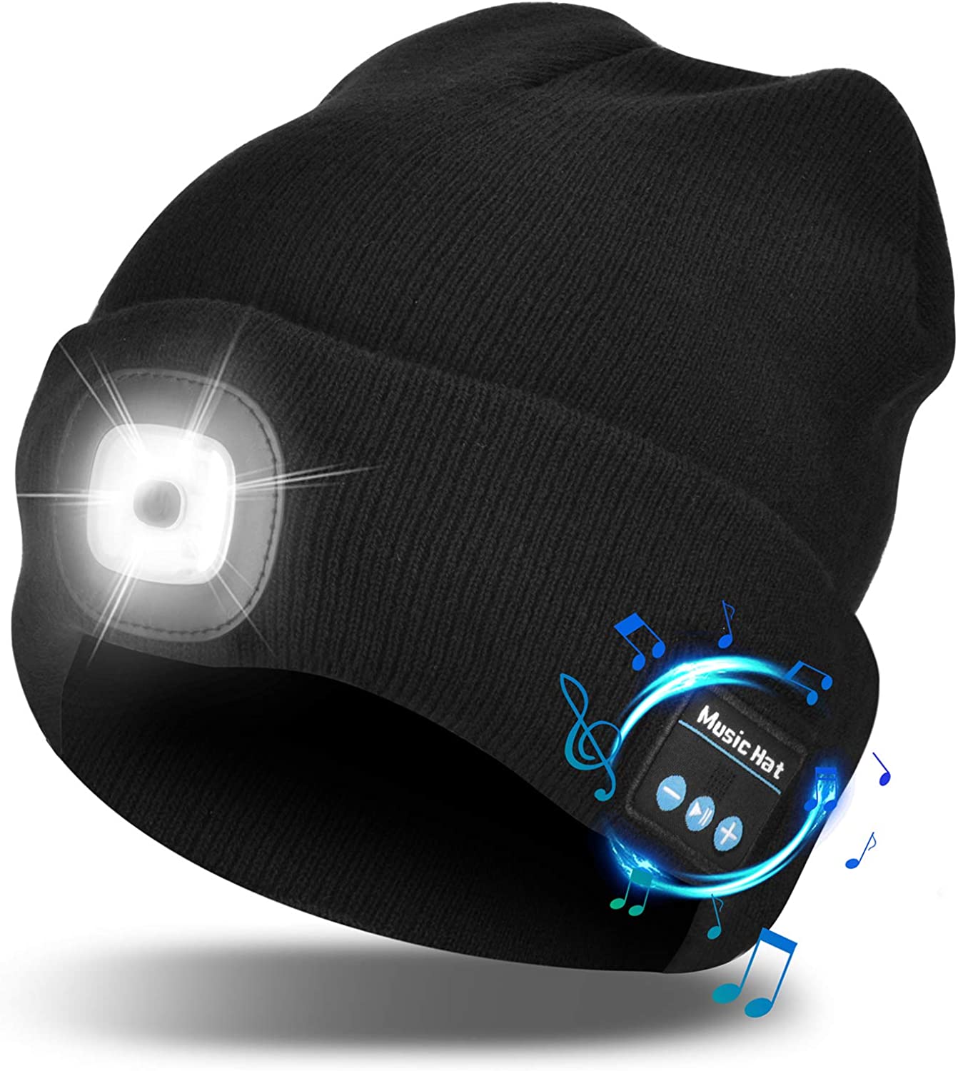Bluetooth Beanie Hat with LED Light and Wireless Headphones