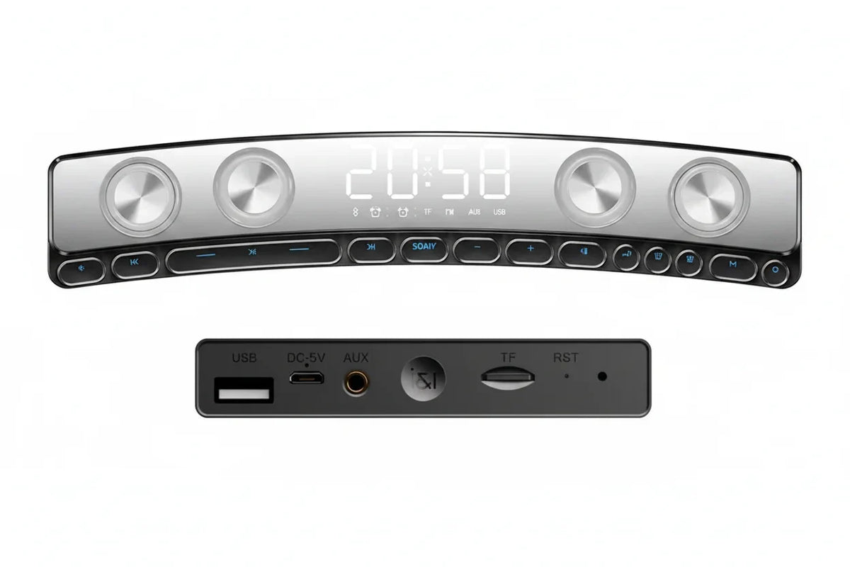 Bluetooth Gaming Speaker with RGB Lights and Clock