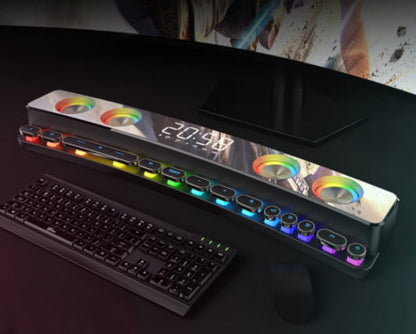 Bluetooth Gaming Speaker with RGB Lights and Clock