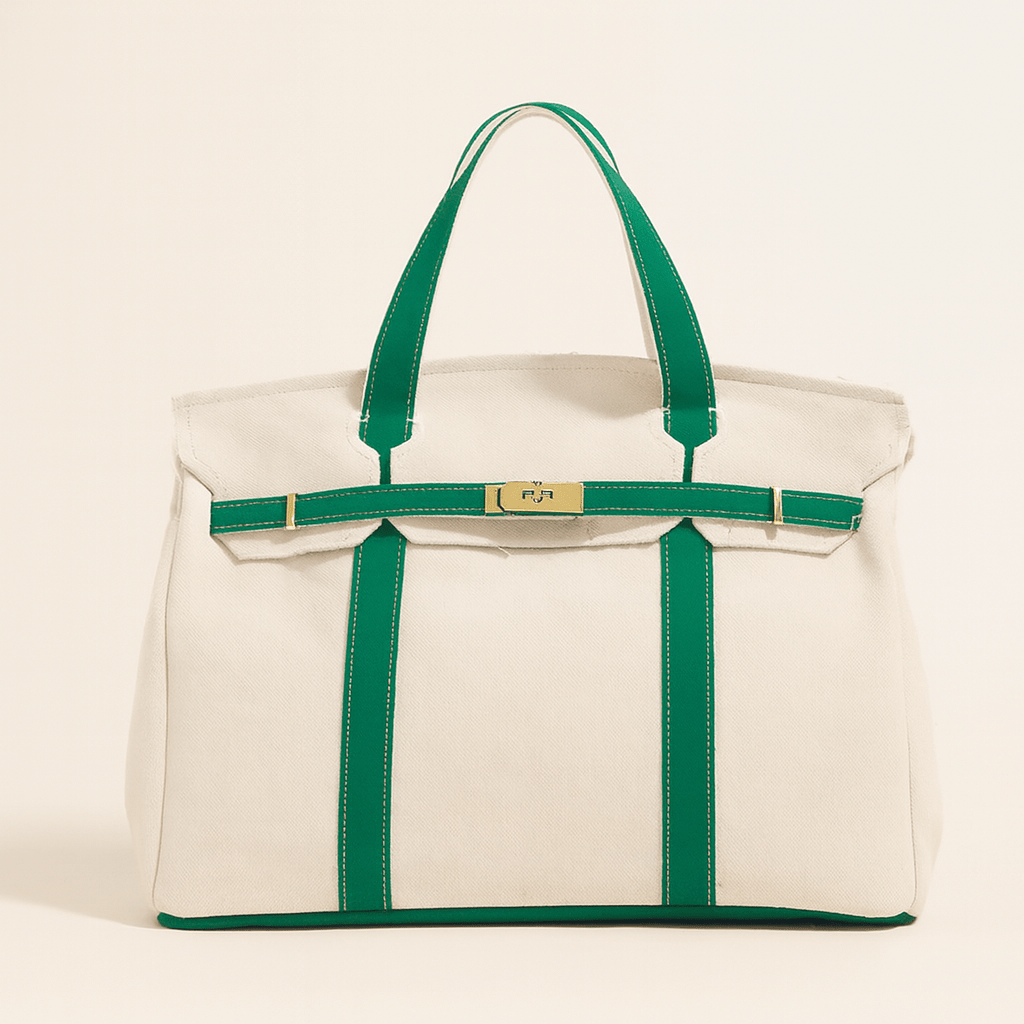 Reinforced Canvas Shopper Bag with Steel Detail Handles