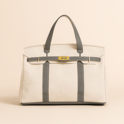 Reinforced Canvas Shopper Bag with Steel Detail Handles