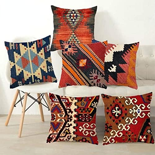 Boho Mandala Linen Throw Pillow Cover with Zipper