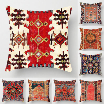 Boho Mandala Linen Throw Pillow Cover with Zipper