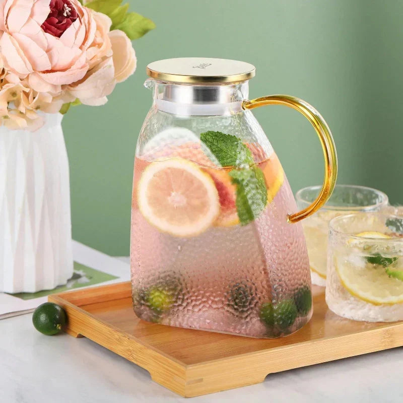 Borosilicate Glass Pitcher with Lid and Handle