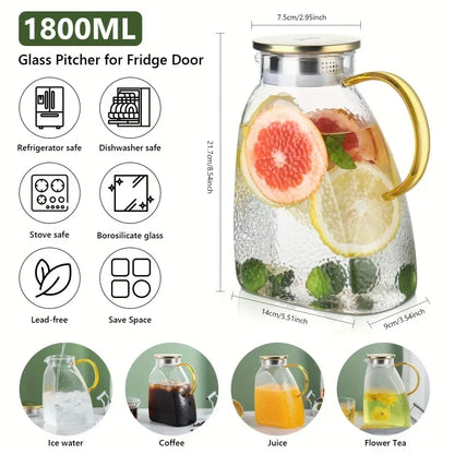 Borosilicate Glass Pitcher with Lid and Handle