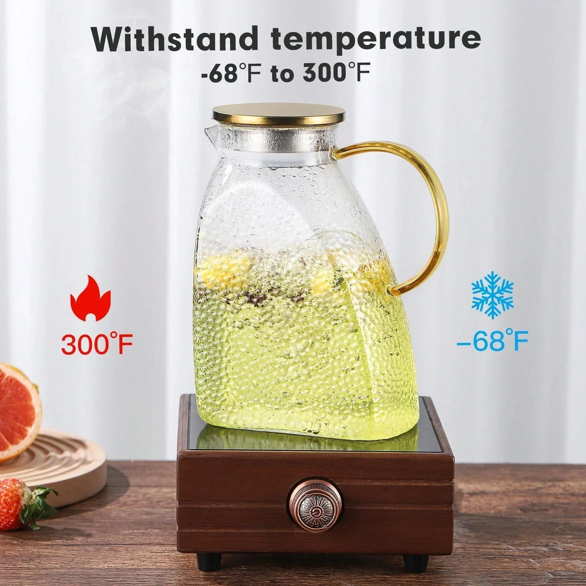 Borosilicate Glass Pitcher with Lid and Handle