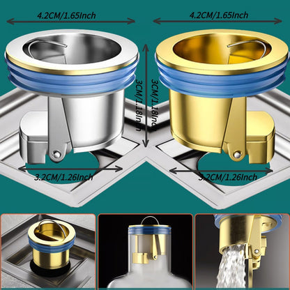 Brass Floor Drain Core with Odor Seal and Hair Strainer