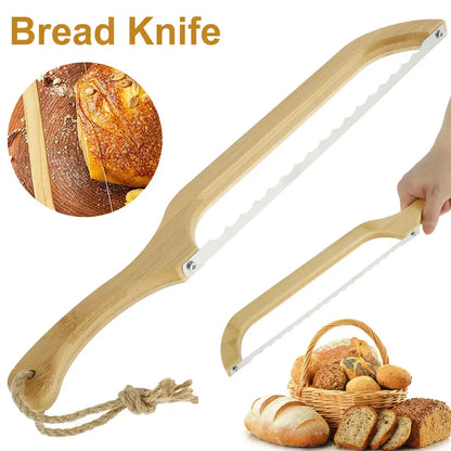 Bread Knife Serrated Stainless Steel Blade Wooden Handle