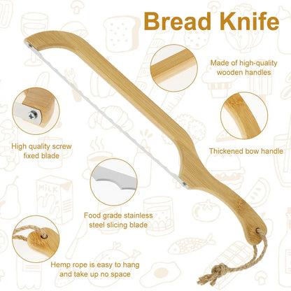 Bread Knife Serrated Stainless Steel Blade Wooden Handle