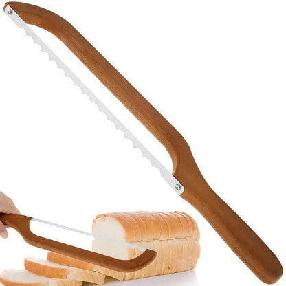 Bread Knife Serrated Stainless Steel Blade Wooden Handle