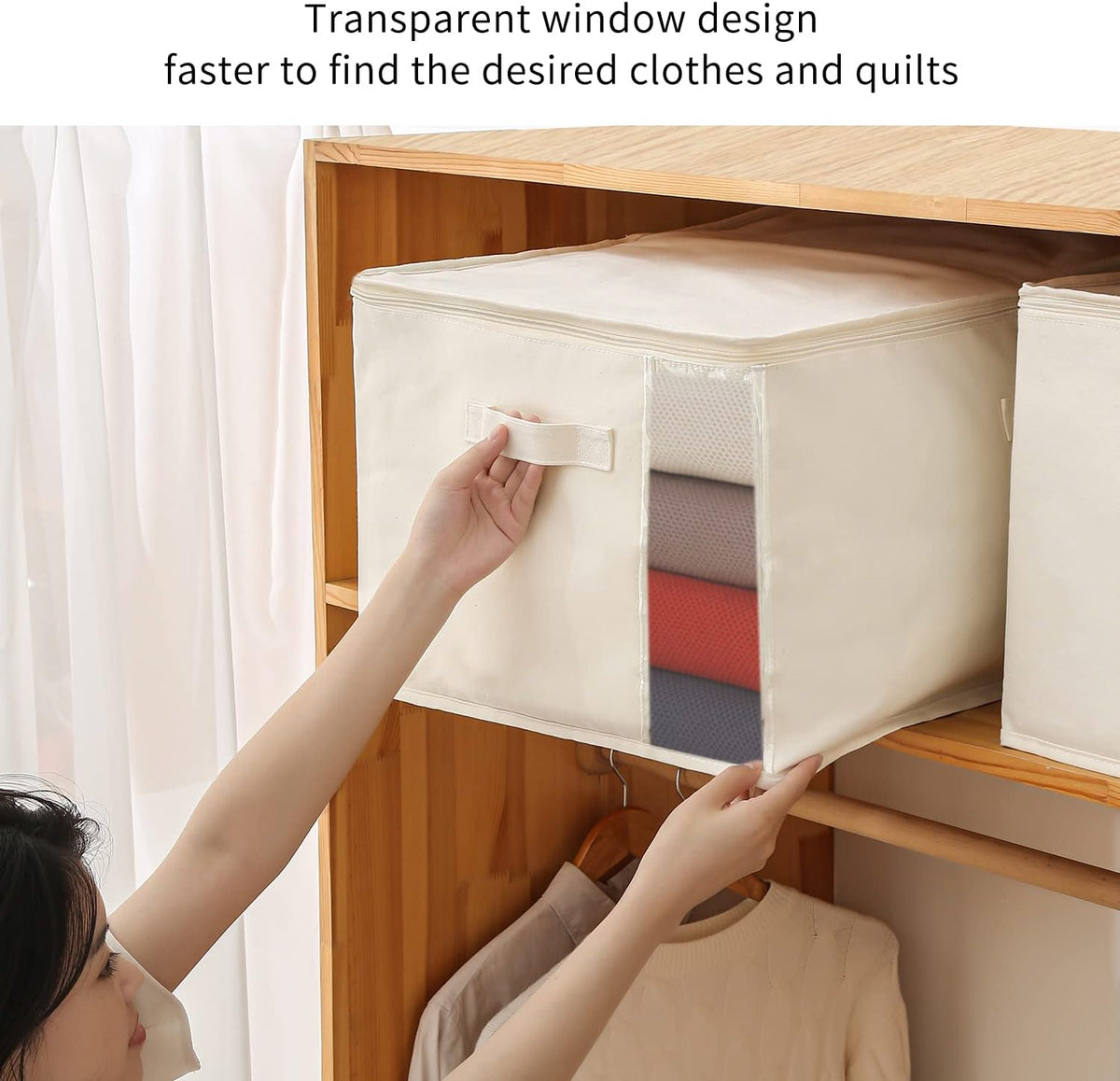 Canvas Clothing Storage Organizer Bags with Viewing Window