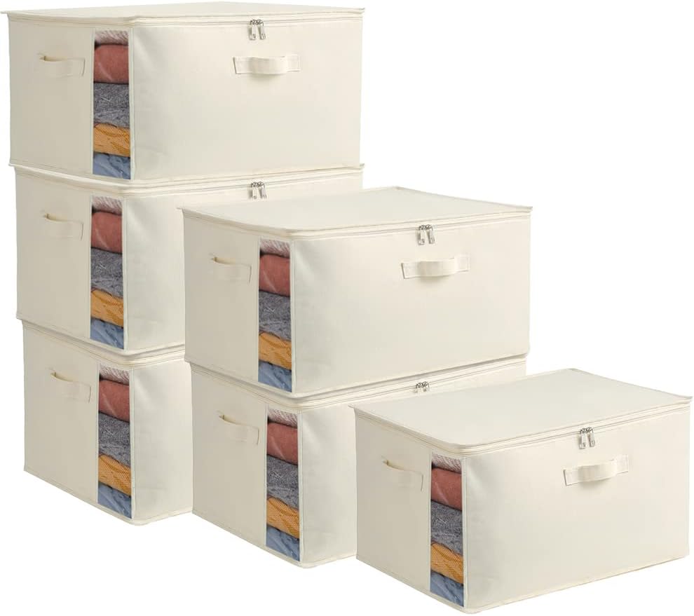 Canvas Clothing Storage Organizer Bags with Viewing Window