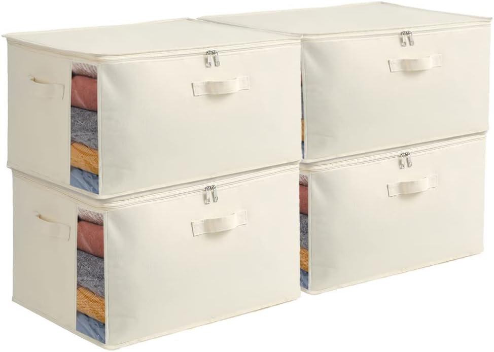 Canvas Clothing Storage Organizer Bags with Viewing Window