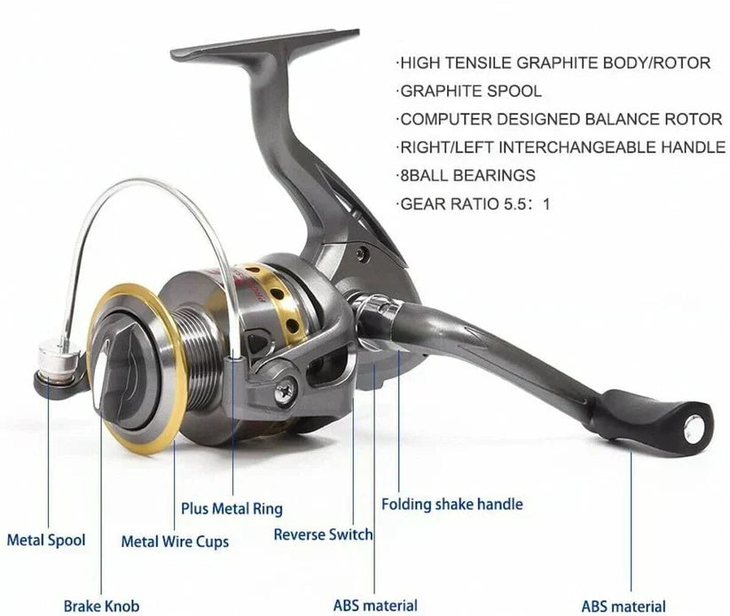 Carbon Fiber Telescopic Fishing Rod and Reel Combo with Carry Bag