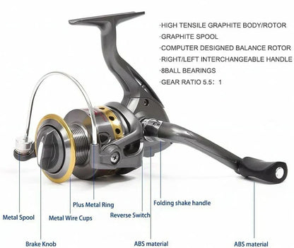 Carbon Fiber Telescopic Fishing Rod and Reel Combo with Carry Bag