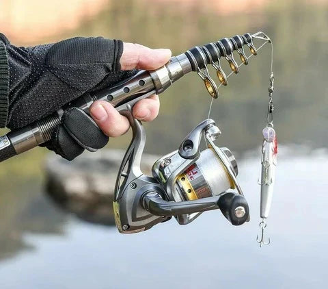 Carbon Fiber Telescopic Fishing Rod and Reel Combo with Carry Bag